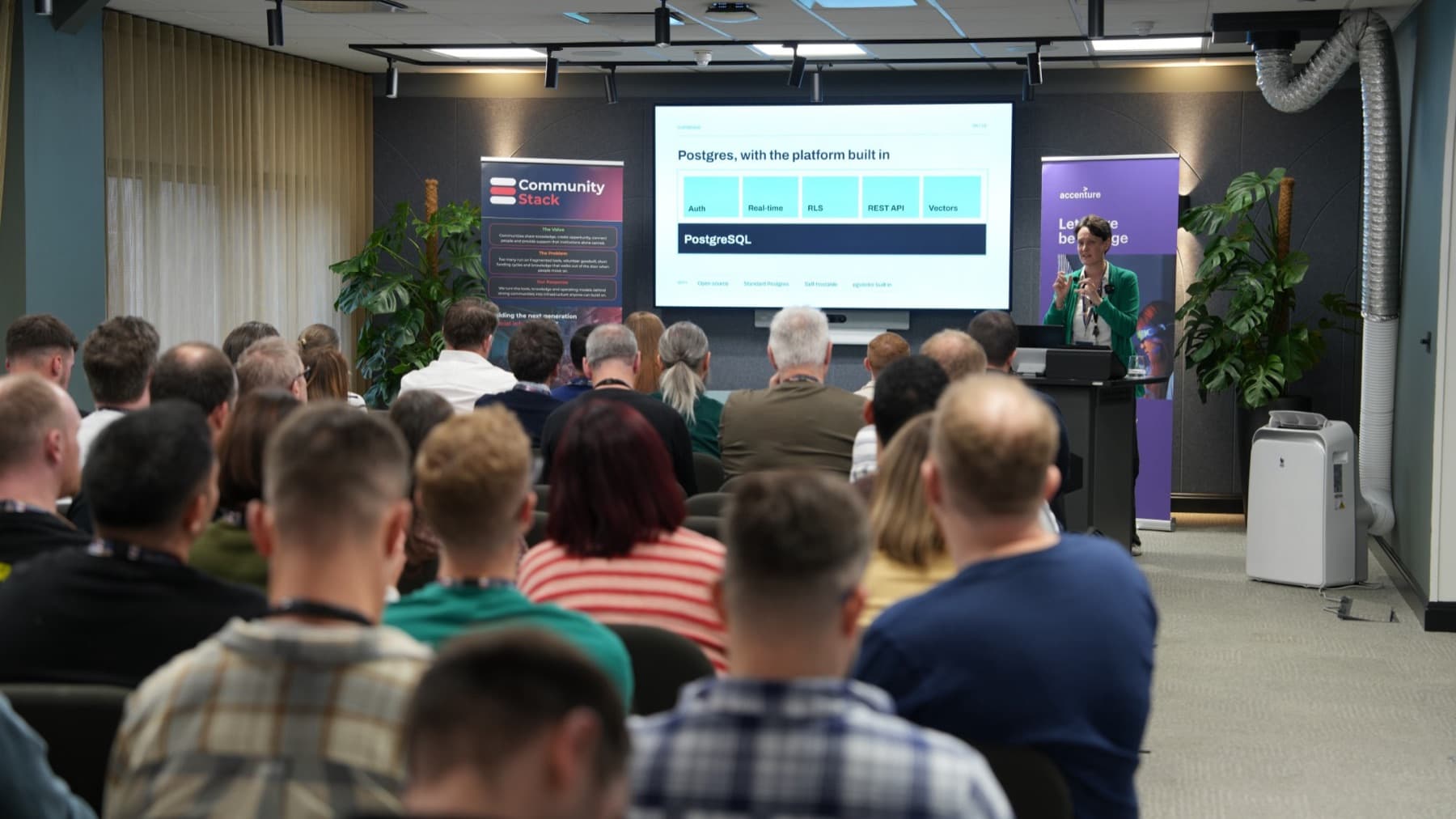 A packed room for Kate Gawron's Supabase talk at the DevOps & Platform Leaders Summit