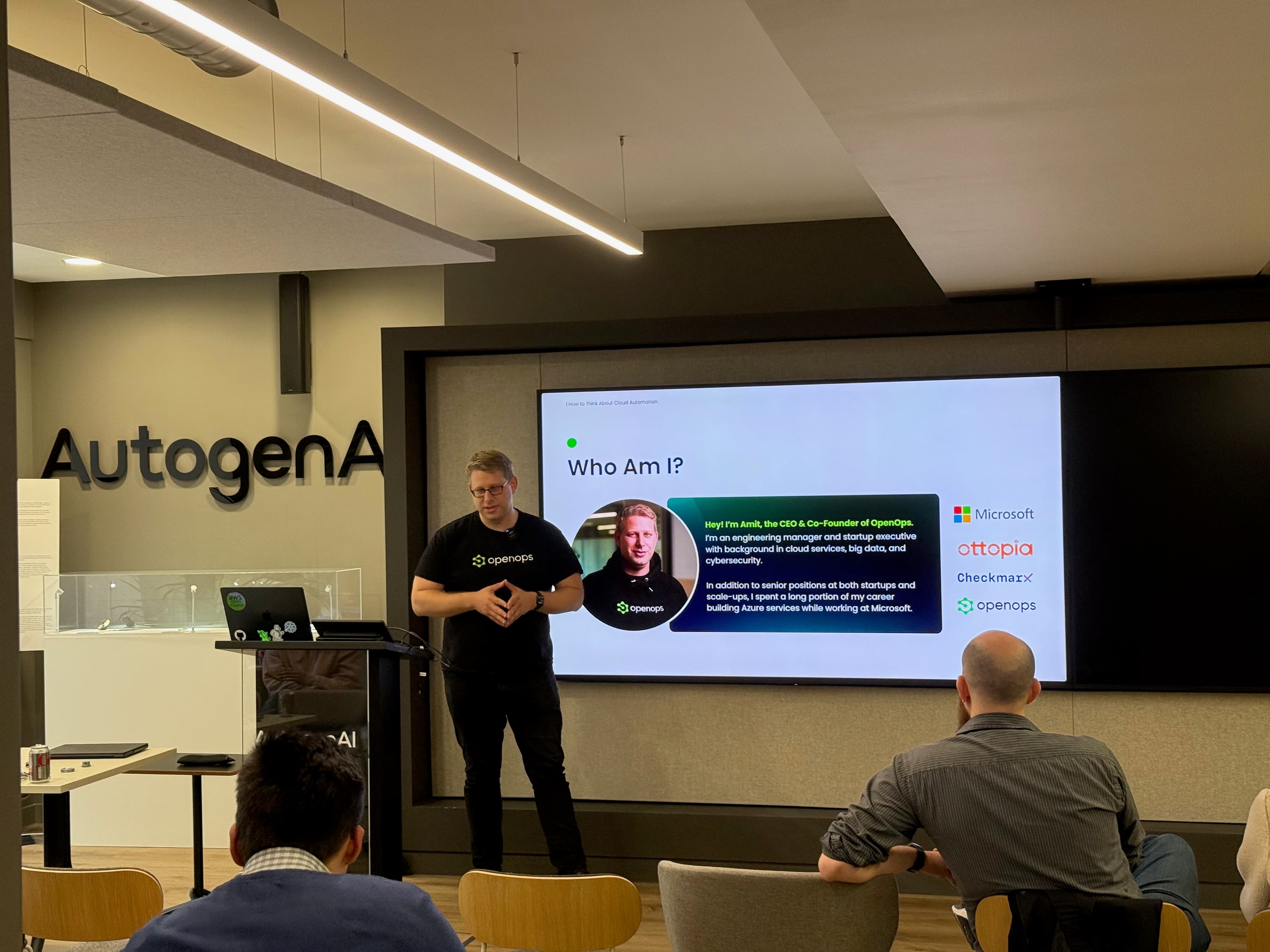 Speaker presenting at a meetup hosted at AutogenAI