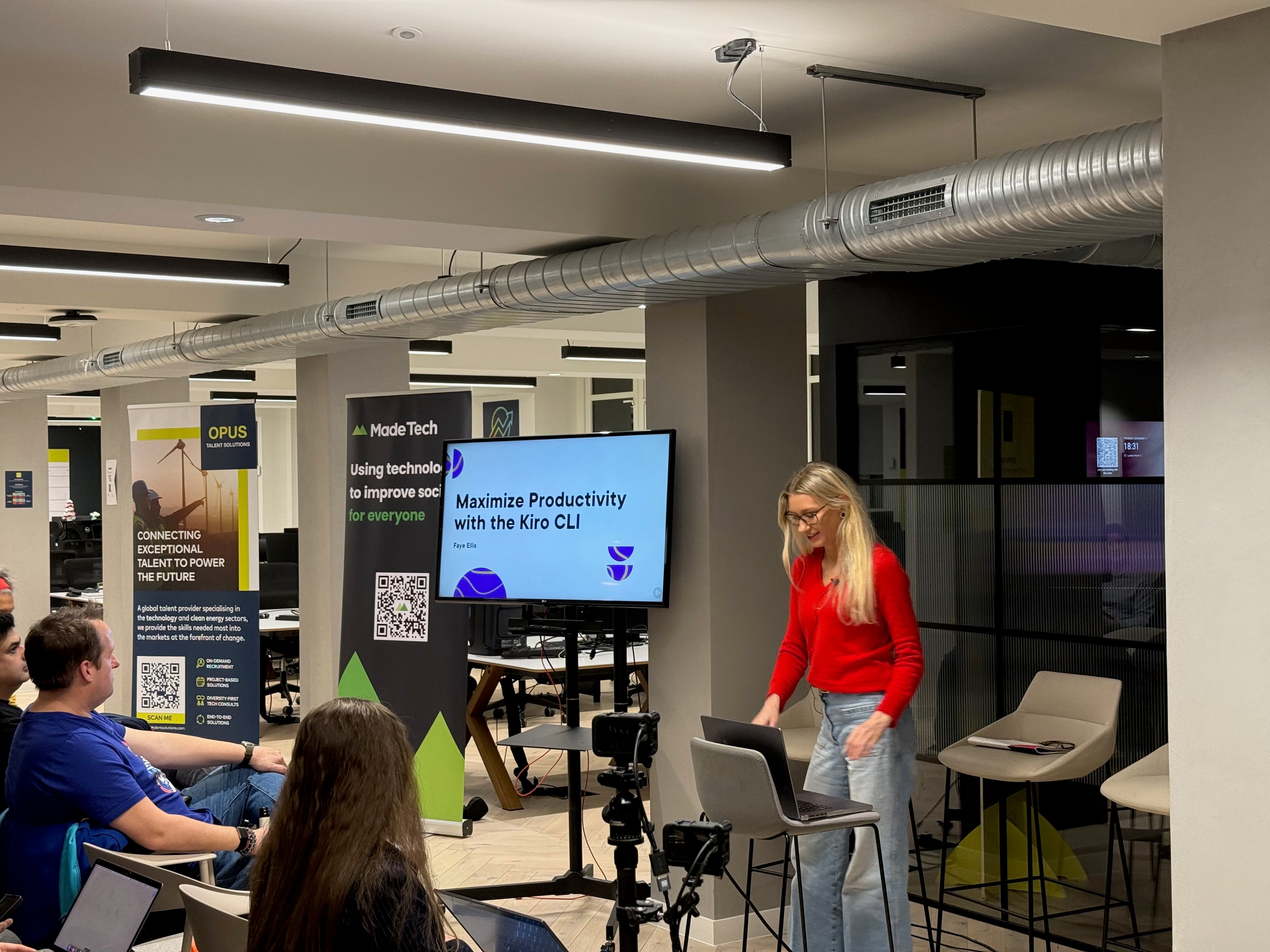 Speaker presenting at a Made Tech meetup